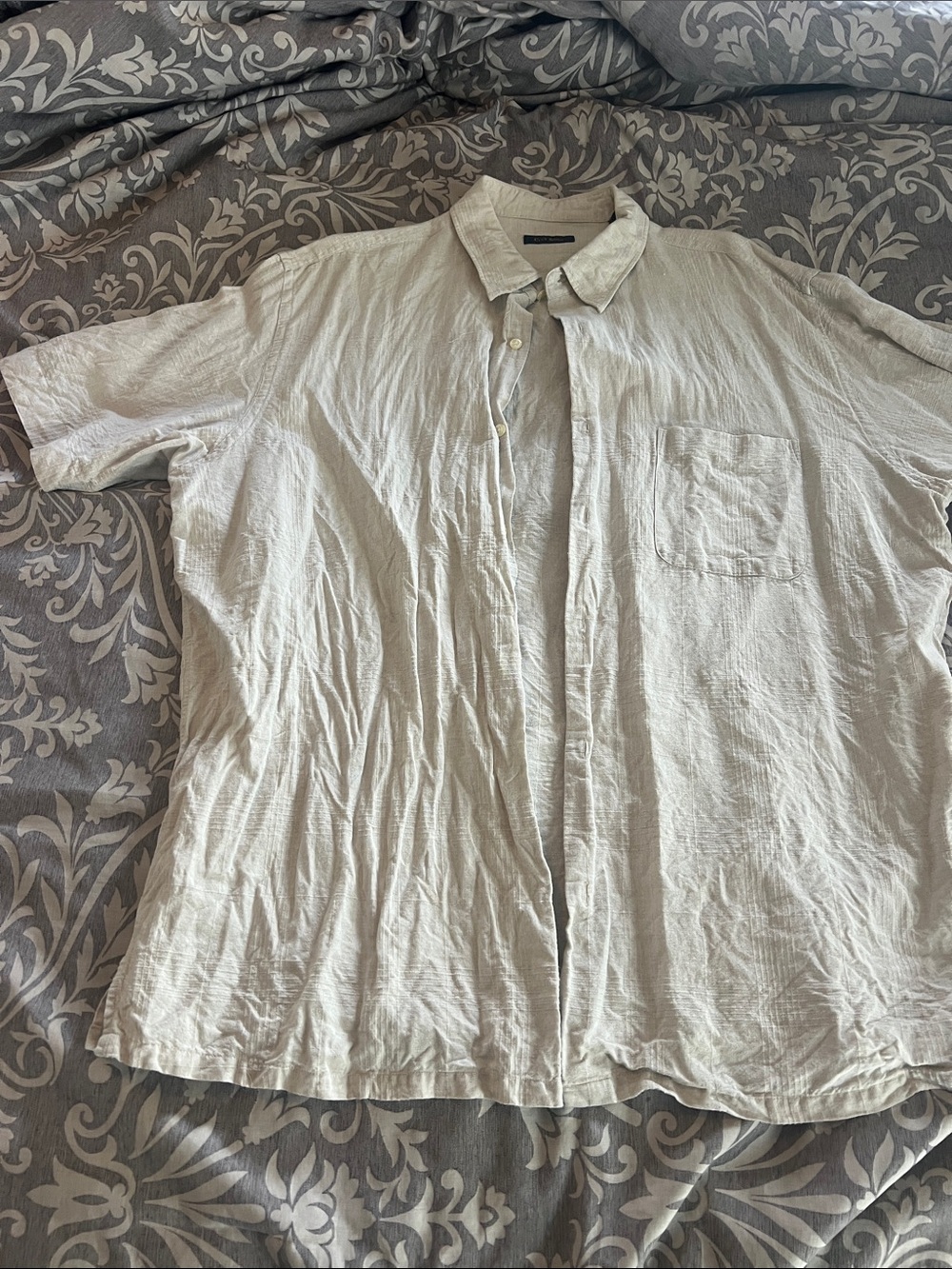 Club Room Light Cream Short-Sleeve Button-Down Shirt